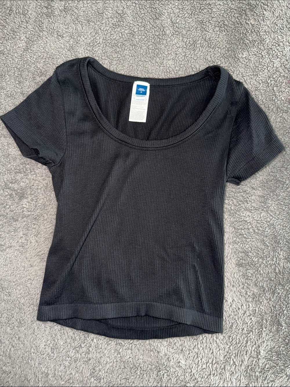 Old Navy Black Ribbed Scoop Neck Short Sleeve Top